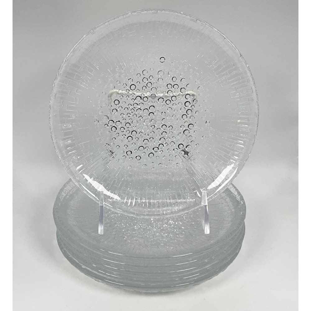 iittala Ultima Thule 7.25" Glass Salad Plates Set/6 Tapio Wirkkala MCM Vintage